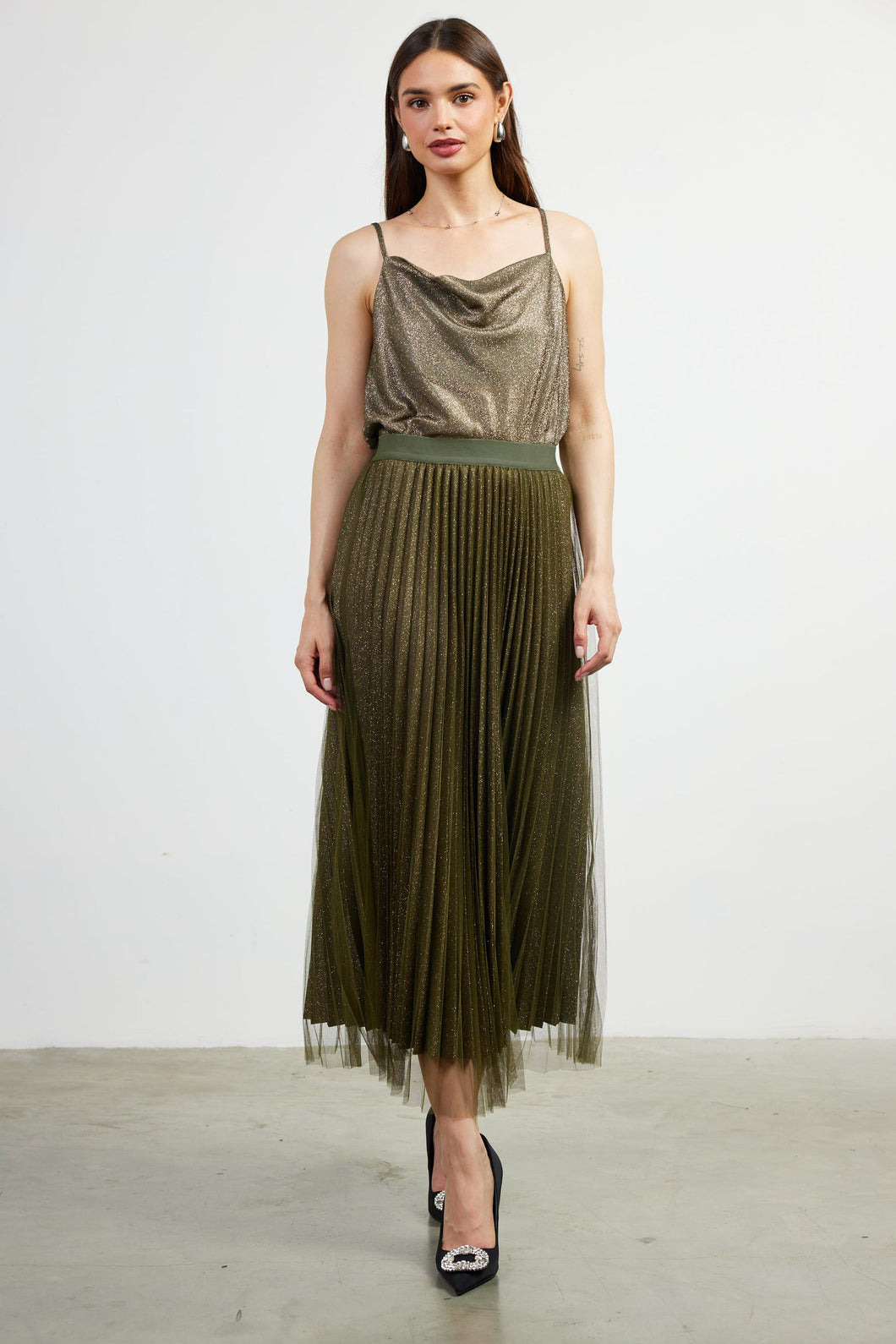 Savannah Shimmer Skirt - Olive