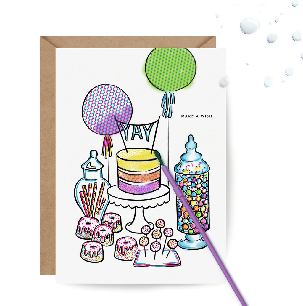 Paint with Water - Sweet Table Birthday Card