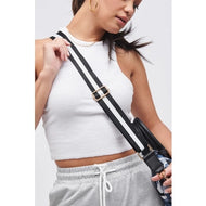 Adjustable Bag Strap - Black White Black