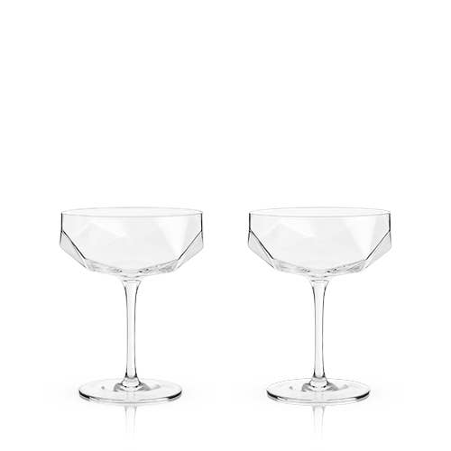 Faceted Crystal Coupe - Set of 2